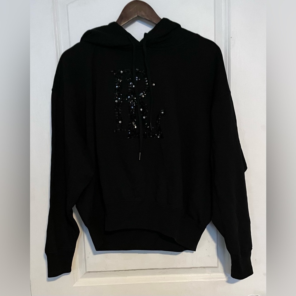 SET POLO RALPH LAUREN Embellished Logo French Terry Hoodie Jogger L Black bling - Picture 3 of 17
